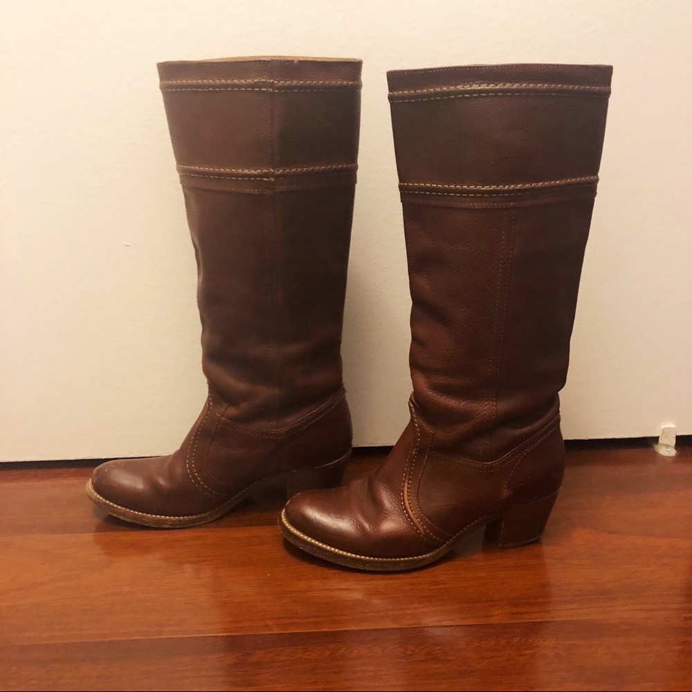 FRYE brown/burgundy leather riding boots - size 7
